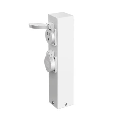 Compact Outdoor Power Pedestal with Two Electrical Sockets