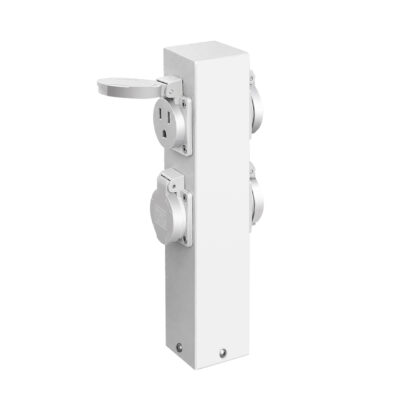 White 30CM Outdoor Electrical Pedestal with Dual Sockets