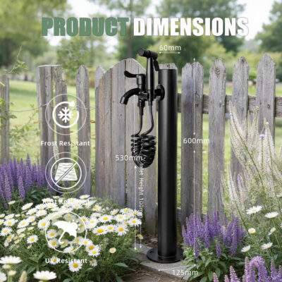 Outdoor Faucet Pedestal with Hose for Garden