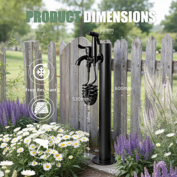 Outdoor Faucet Pedestal with Hose for Garden
