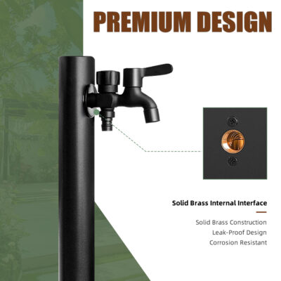 Outdoor Double Faucet Water Pedestal Detail