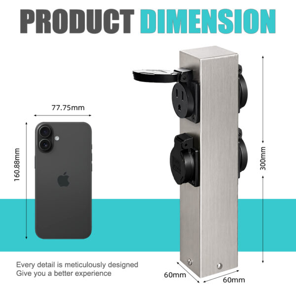 30cm Outdoor Power Pedestal for RV Campsites